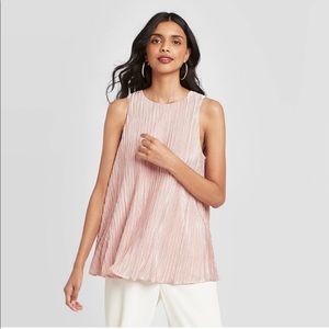 Crewneck Crinkle Shine Tank Top